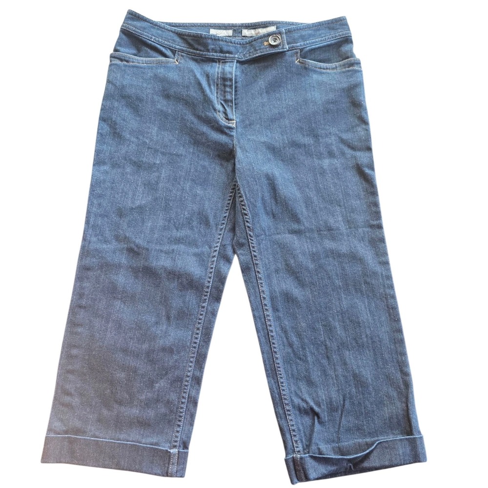 J Jill‎ Blue Jeans Cropped Capri Womens 6 Genuine Fit Below Waist Cuffed